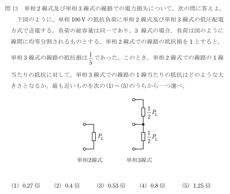 令和5年度 下期 電力 問13 の問題文